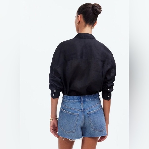 NEW! Madewell Relaxed Mid-Length Denim Shorts Button Fly Blue SZ 25 - Picture 2 of 14
